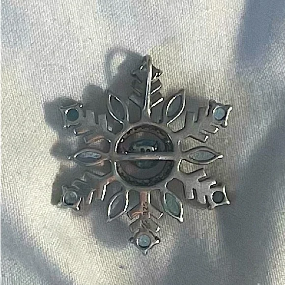 Women’s Blue Topaz Sterling Silver Snowflake Pendant $19 - Picture 2 of 4